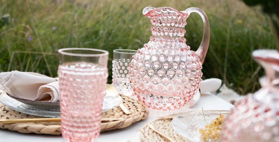 Wedding Gift List Ideas | Summer Tabletop with Pink Hobnail Jug by Klimchi