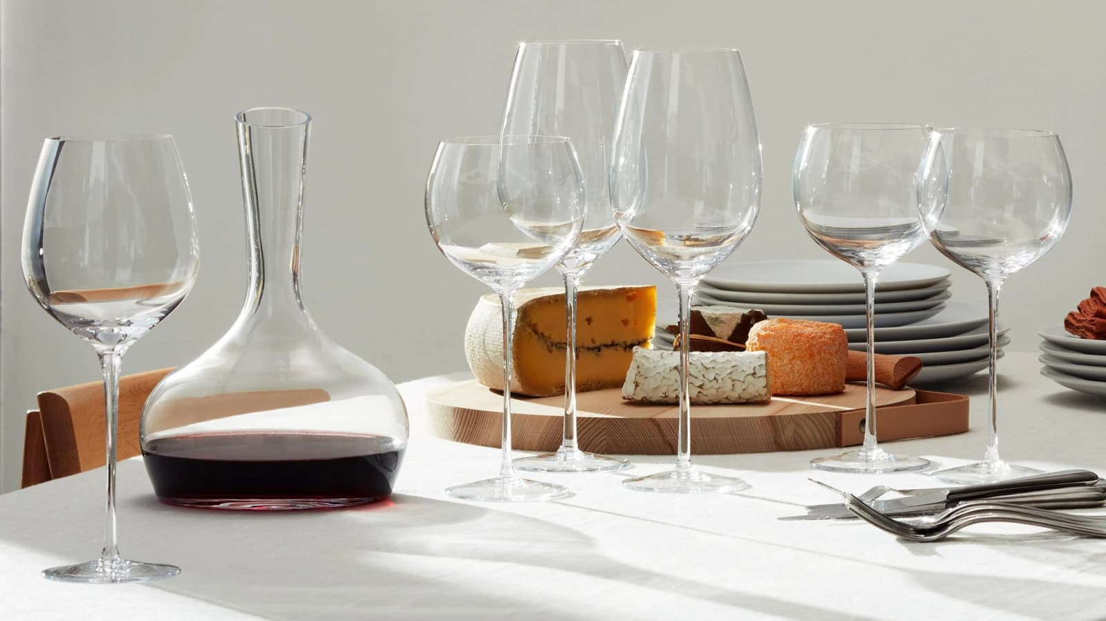 Luxurious red and white wine glasses presented as a wedding gift.