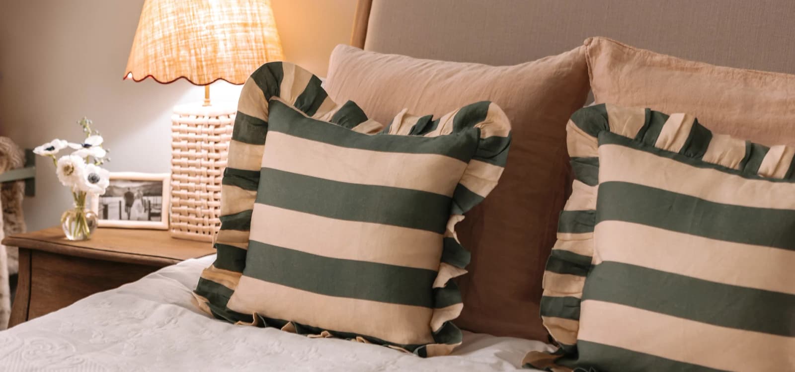 Luxury homeware wedding gifts displayed in the bedroom of The Wedding Present Company showroom