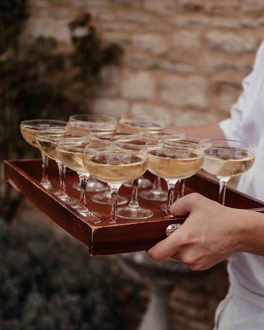 wedding drinks champagne and wine