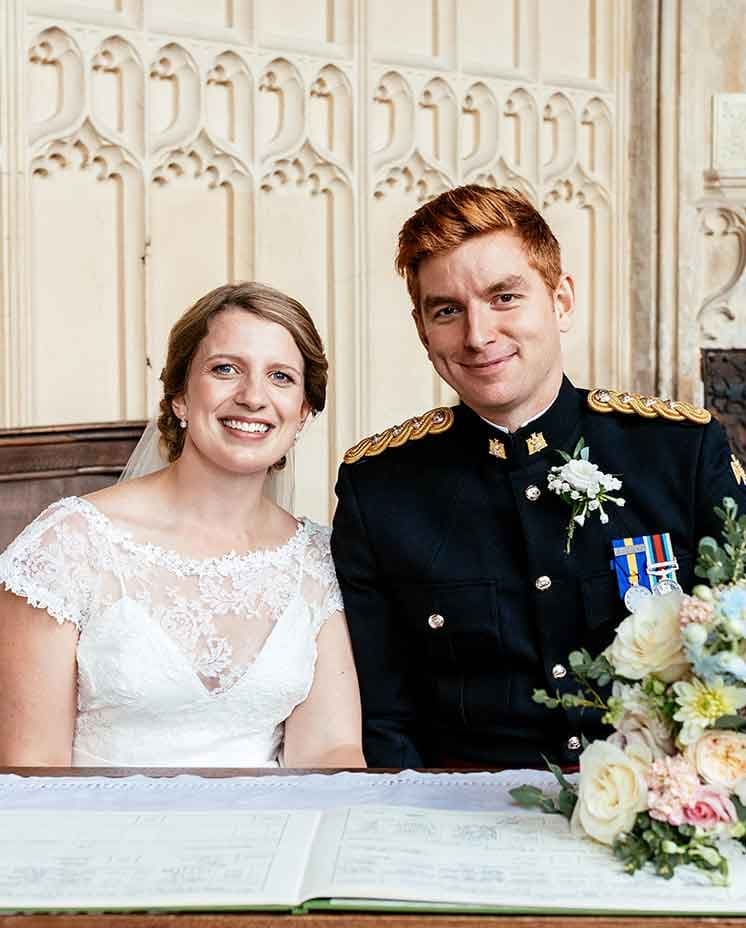 Military couple getting married