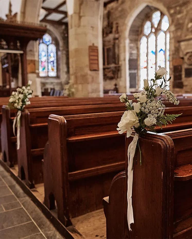traditional religious church wedding bride and groom