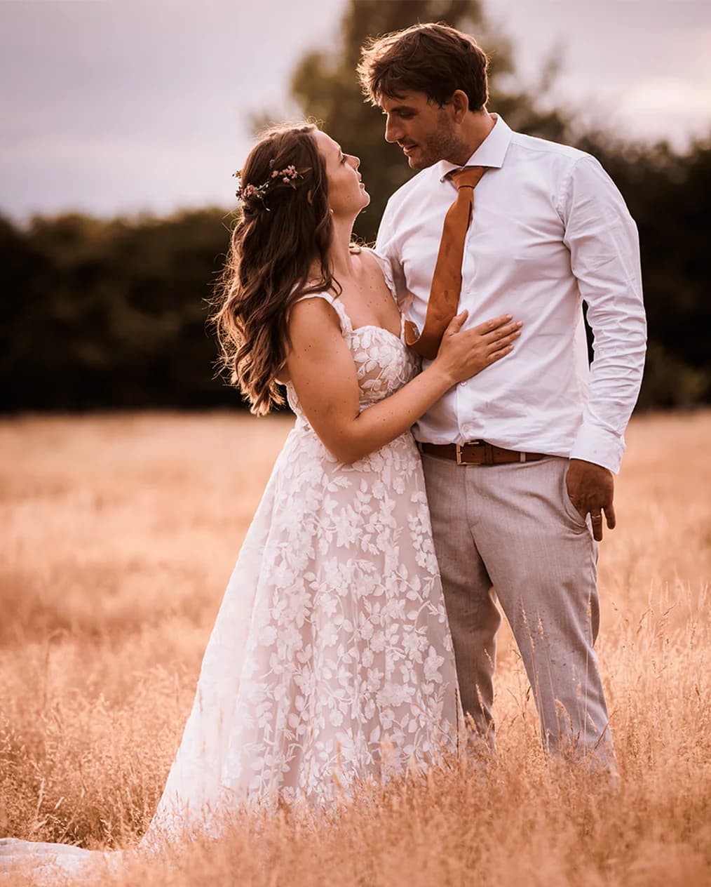 bride and groom in their traditional English countryside wedding