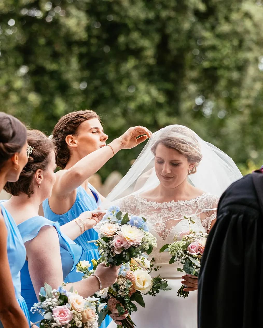 bride and groom bridesmaids stand out moment 