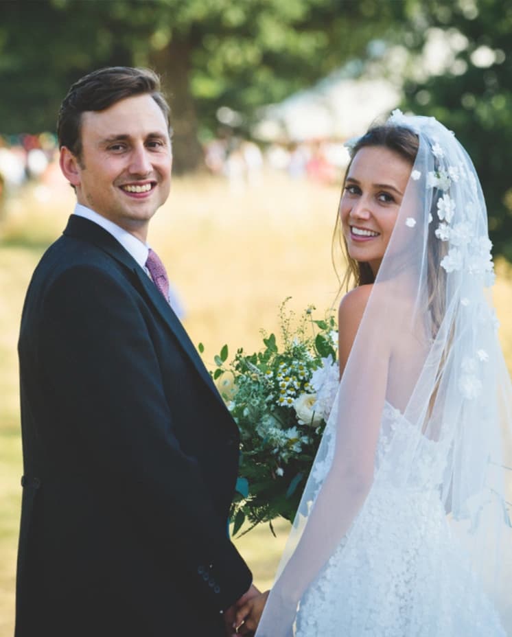 Bride and groom photographed on wedding day