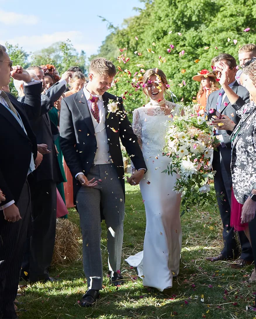 bride and groom suit and tie fashion church