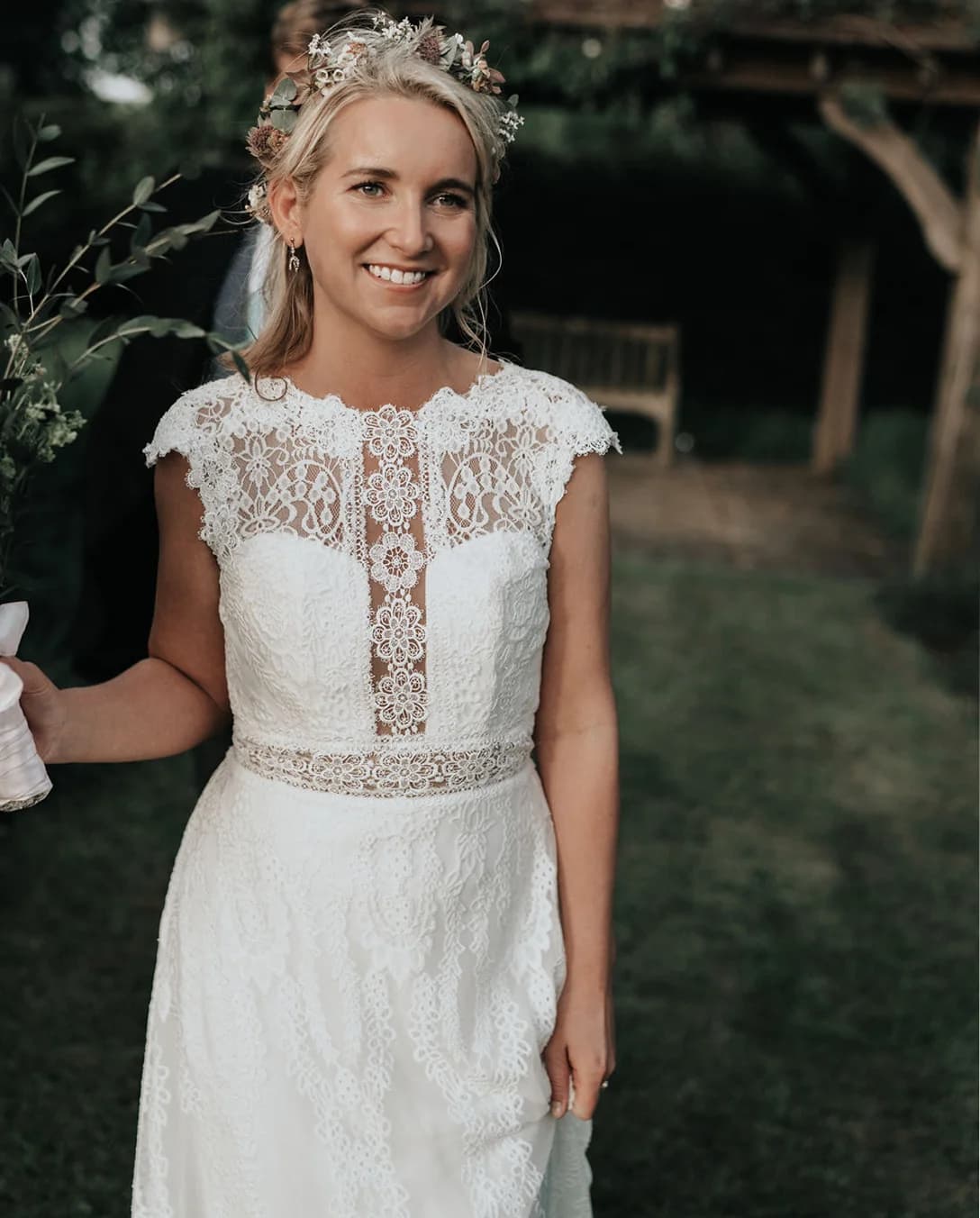 beautiful bride in her wedding dress outfit style