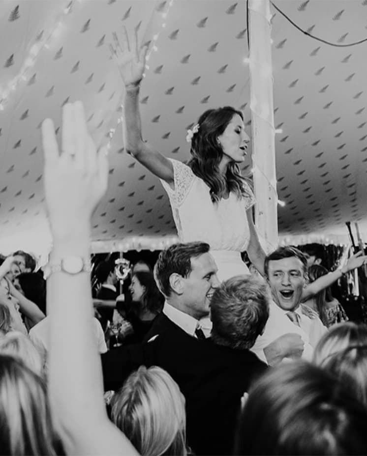bride having fun dancing with music