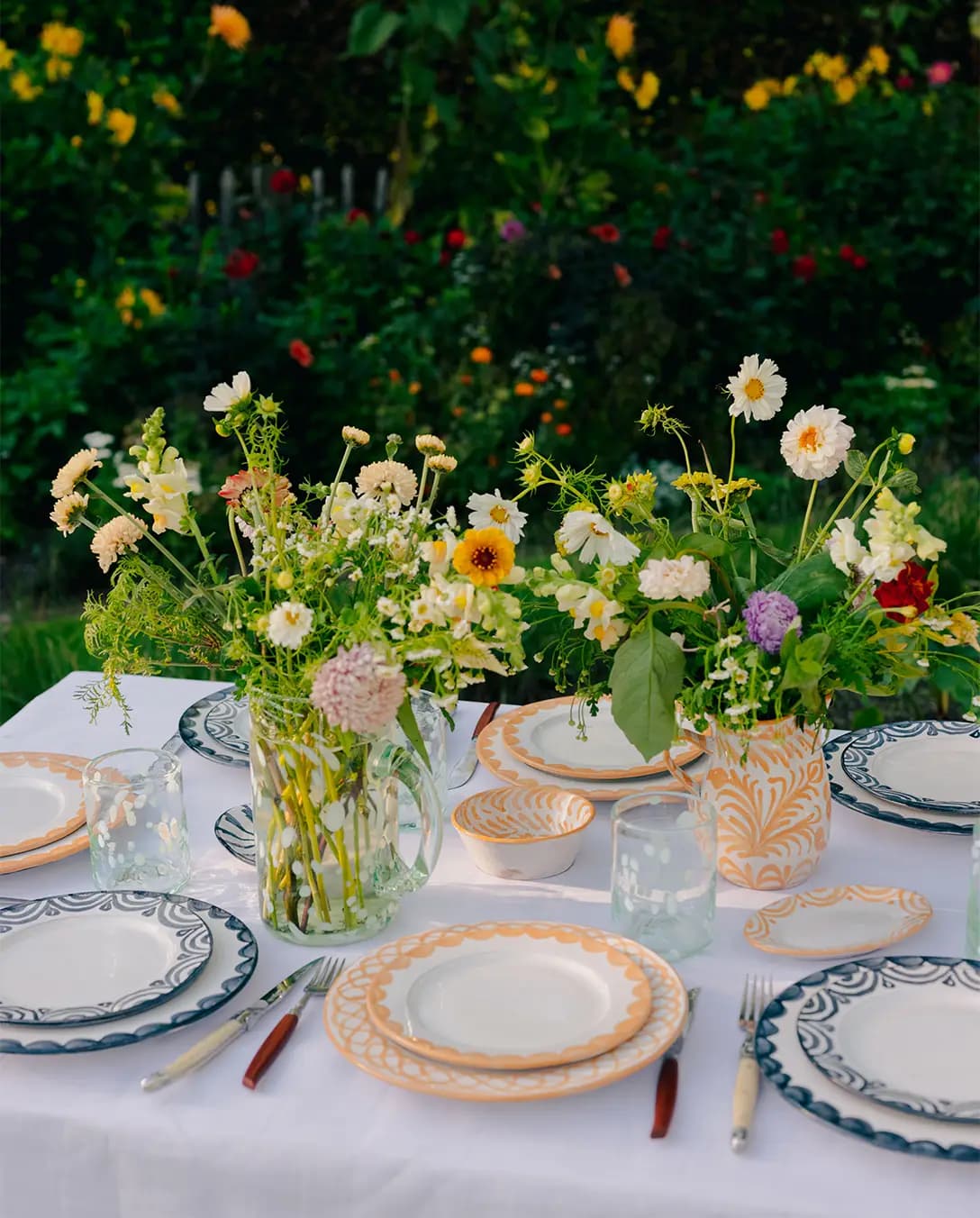Alfresco Tablescape with Colourful Tableware from Late Afternoon