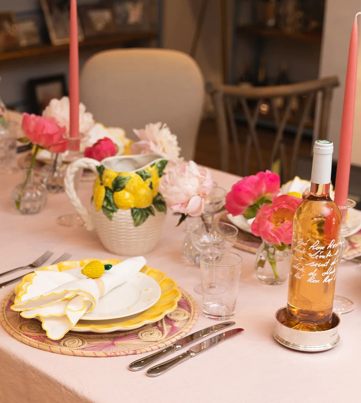 A table in The Wedding Present Company is set with Italian inspired tablescape that features tableware wedding gifts from Skye McAlpine Tavola range.