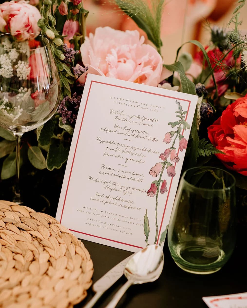stationery and table decorations food catering