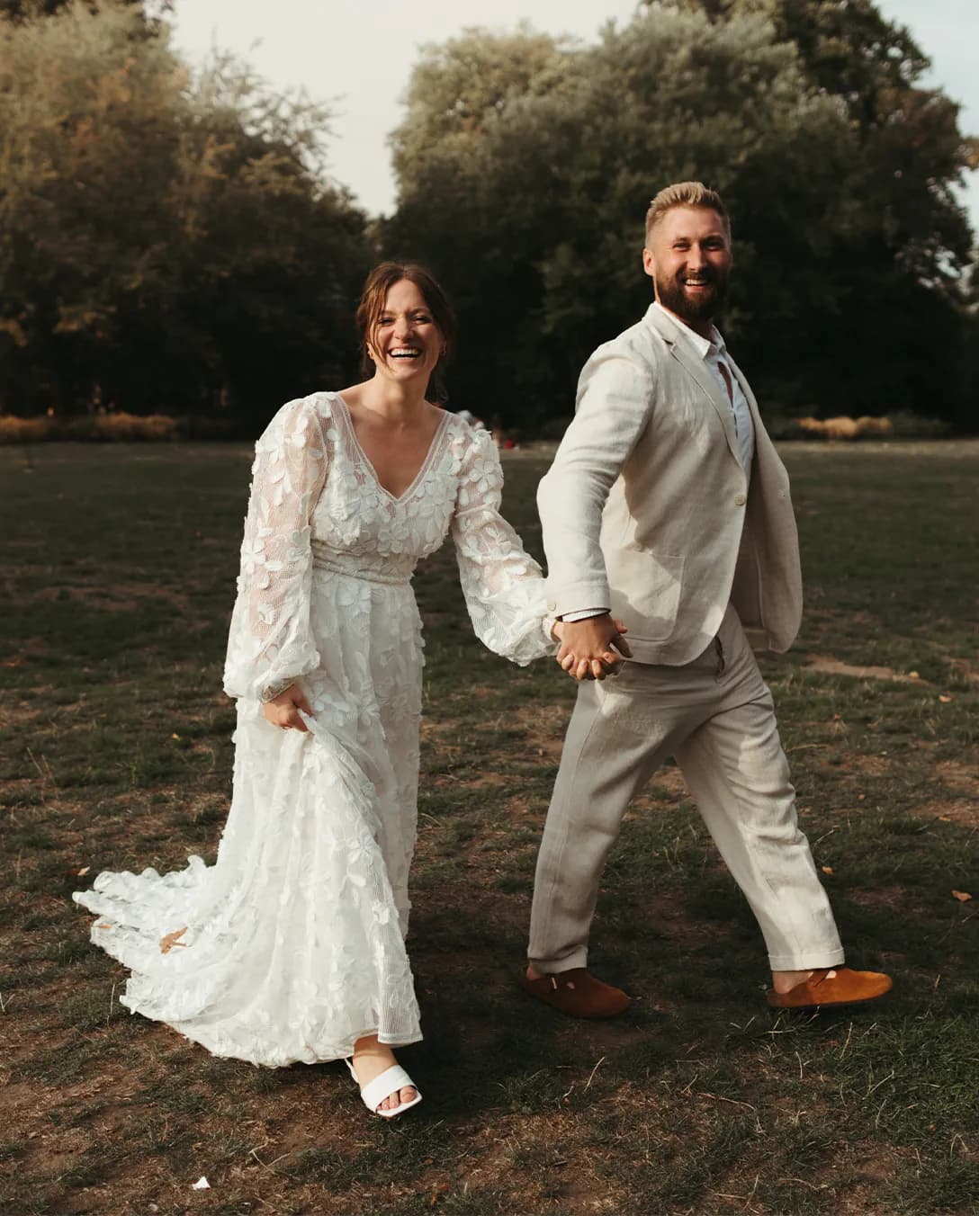 Bride and groom enjoy their wedding day 