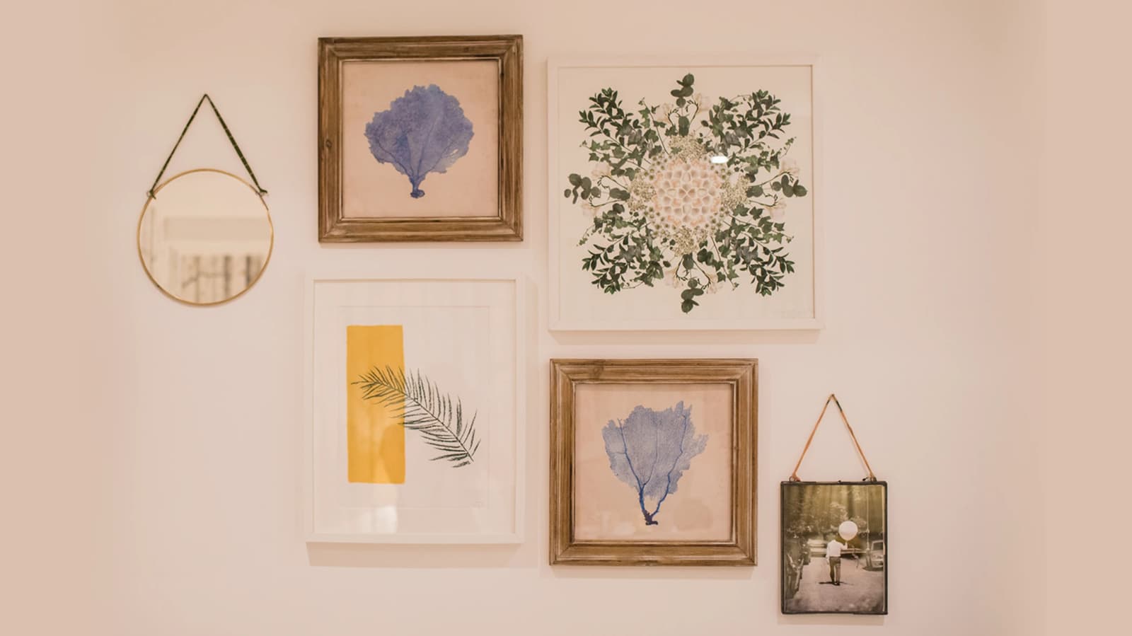 The Wedding Present Company's gallery wall on the wall of Miss Bush bridal boutique.