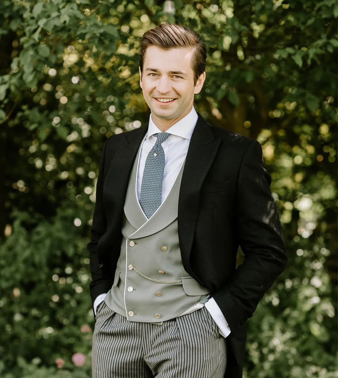 groom fashion morning dress cintage tie pin 