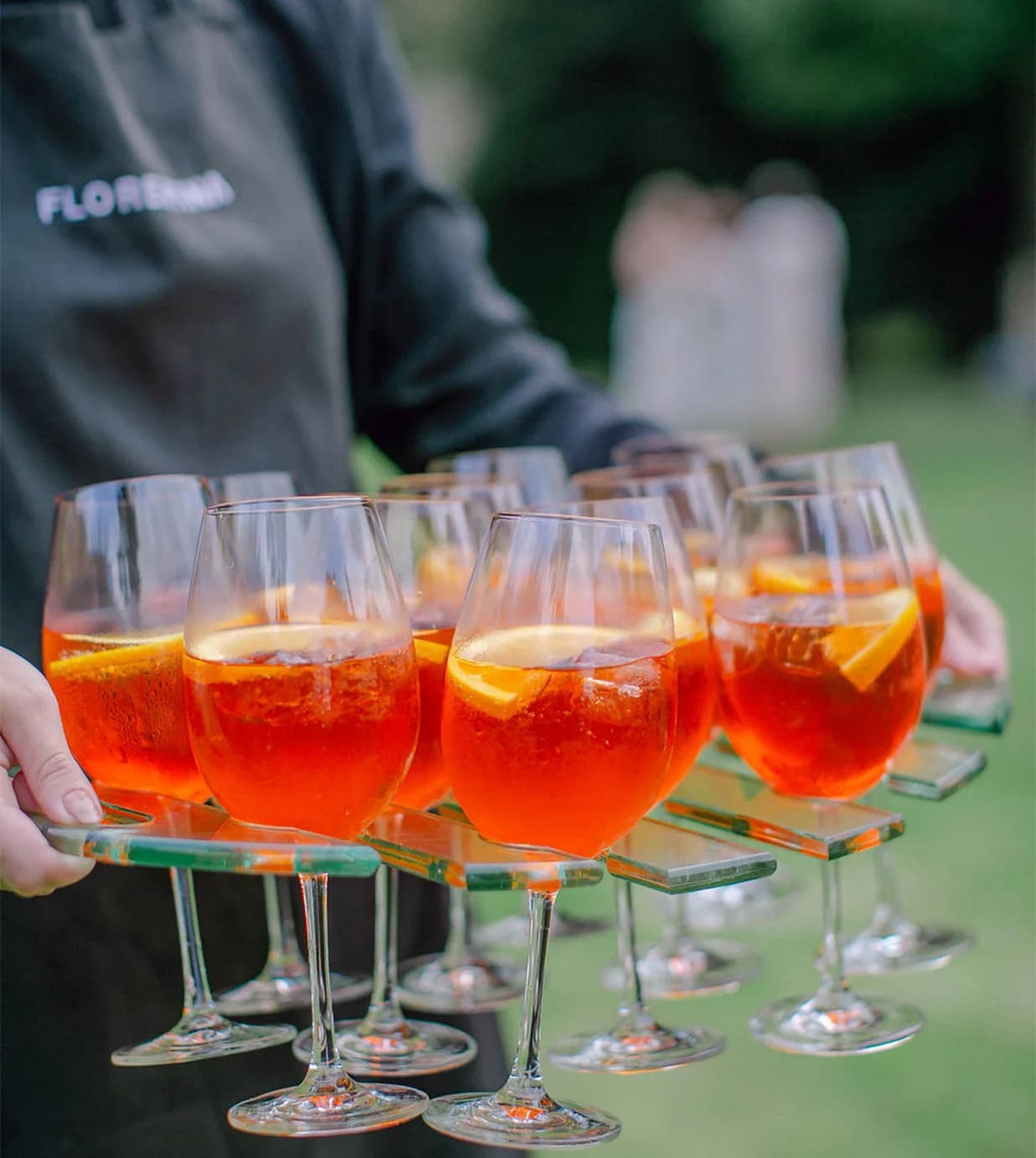 Wedding drinks champagne aperol and rose
