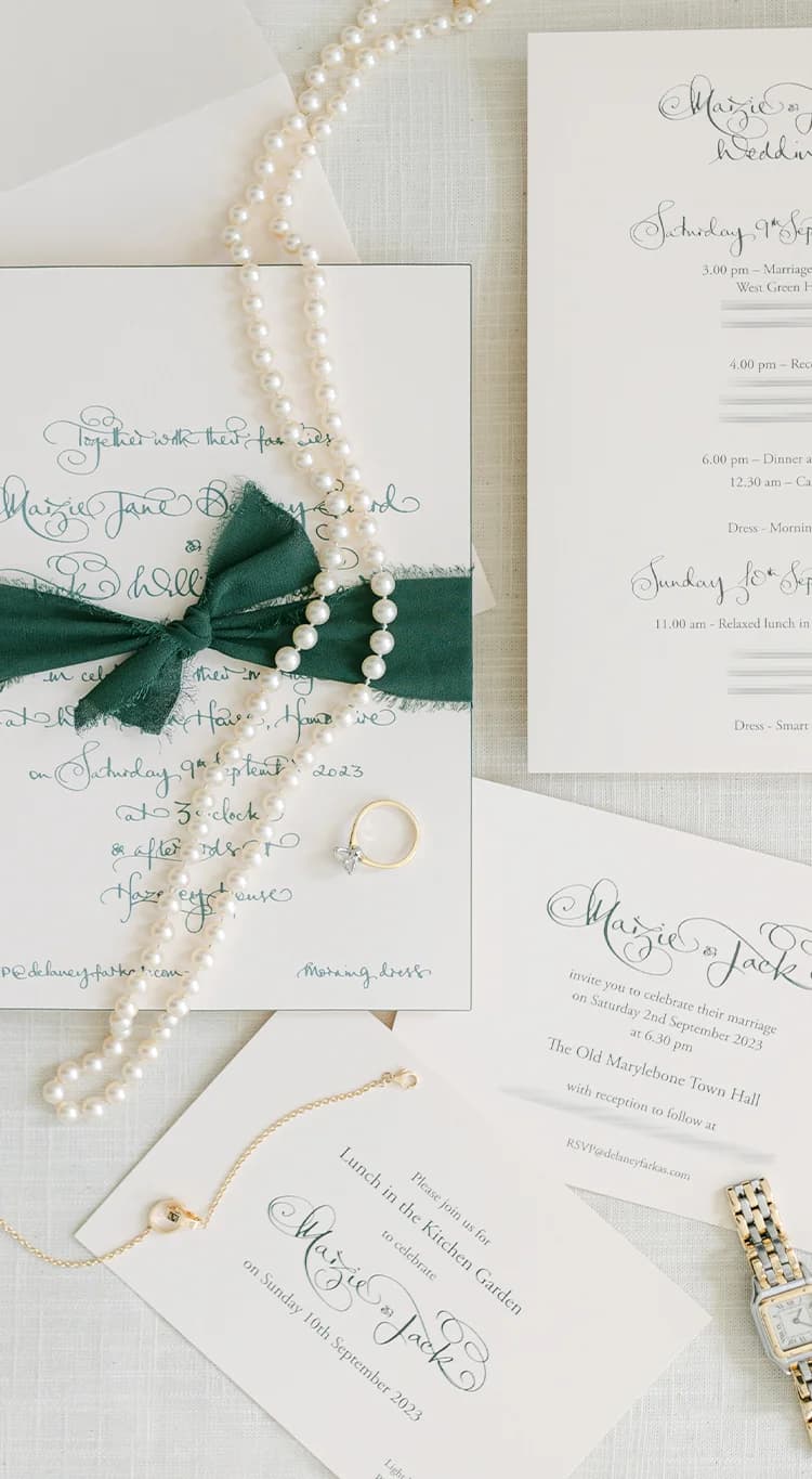 Timeless handwritten wedding invitations