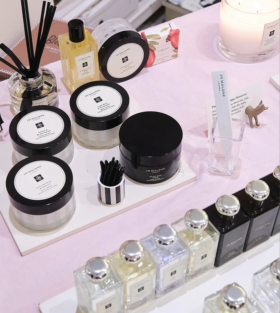 Jo Malone London' wedding scents display at The Wedding Present Company