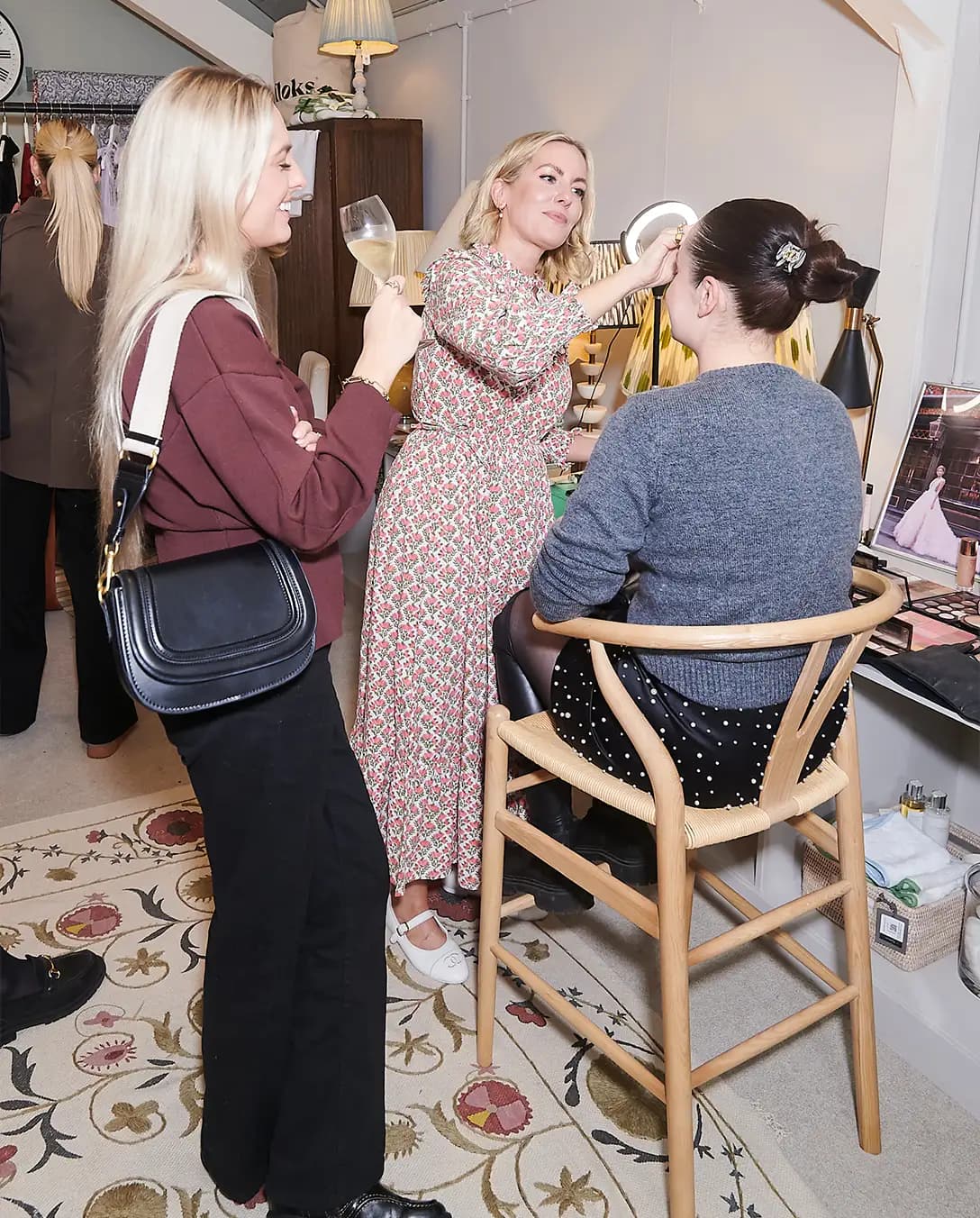 Sophie Tilley doing wedding make up demo at The Wedding Present Company showcase