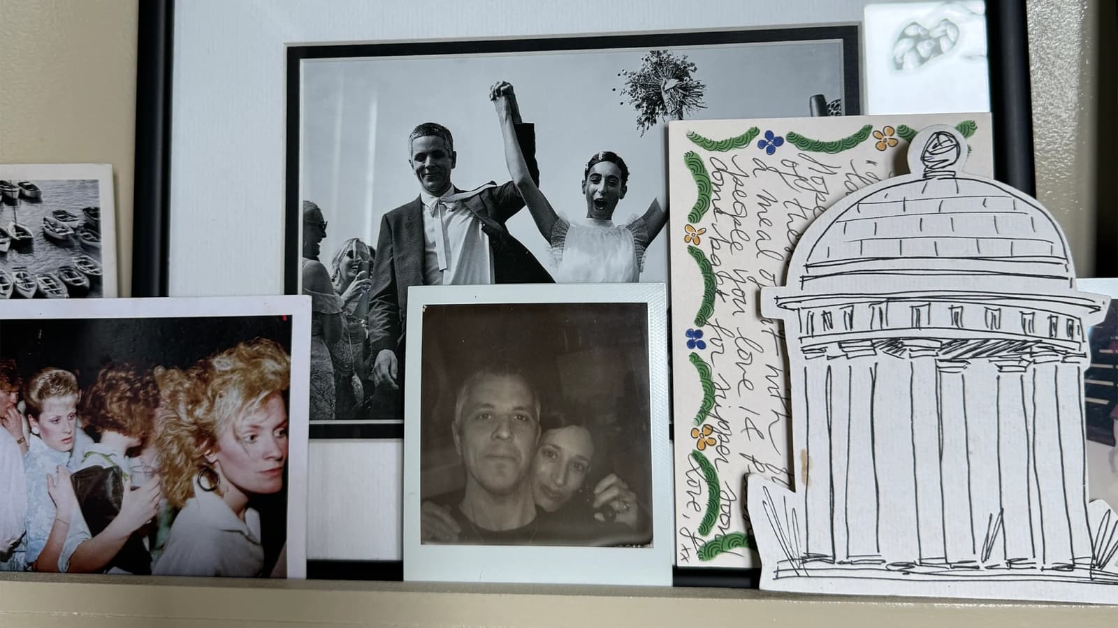 Laura Jackson's family photos displayed on mantelpiece