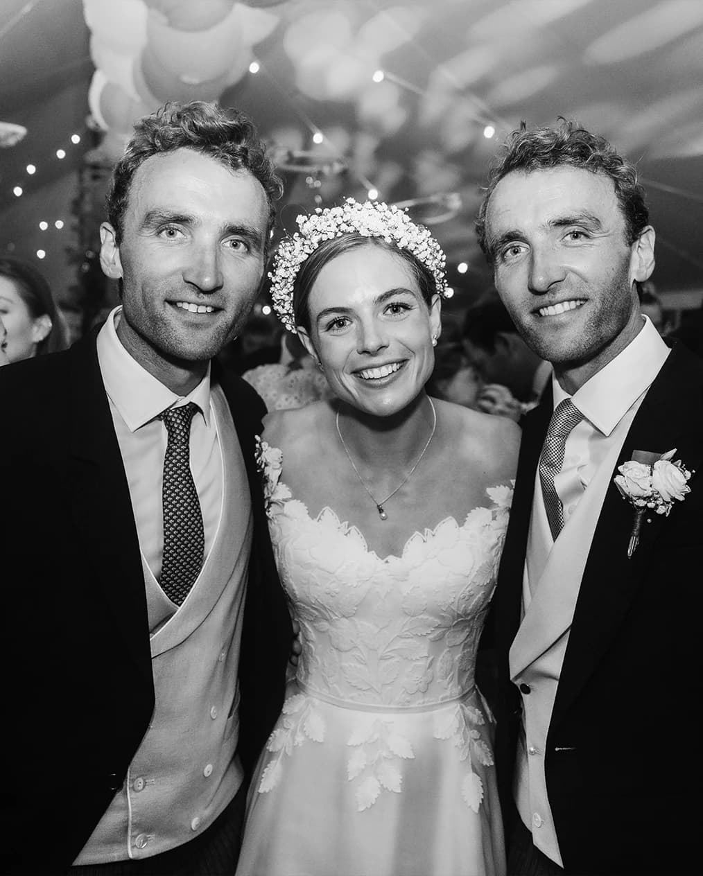 Bride with groom and his twin brother