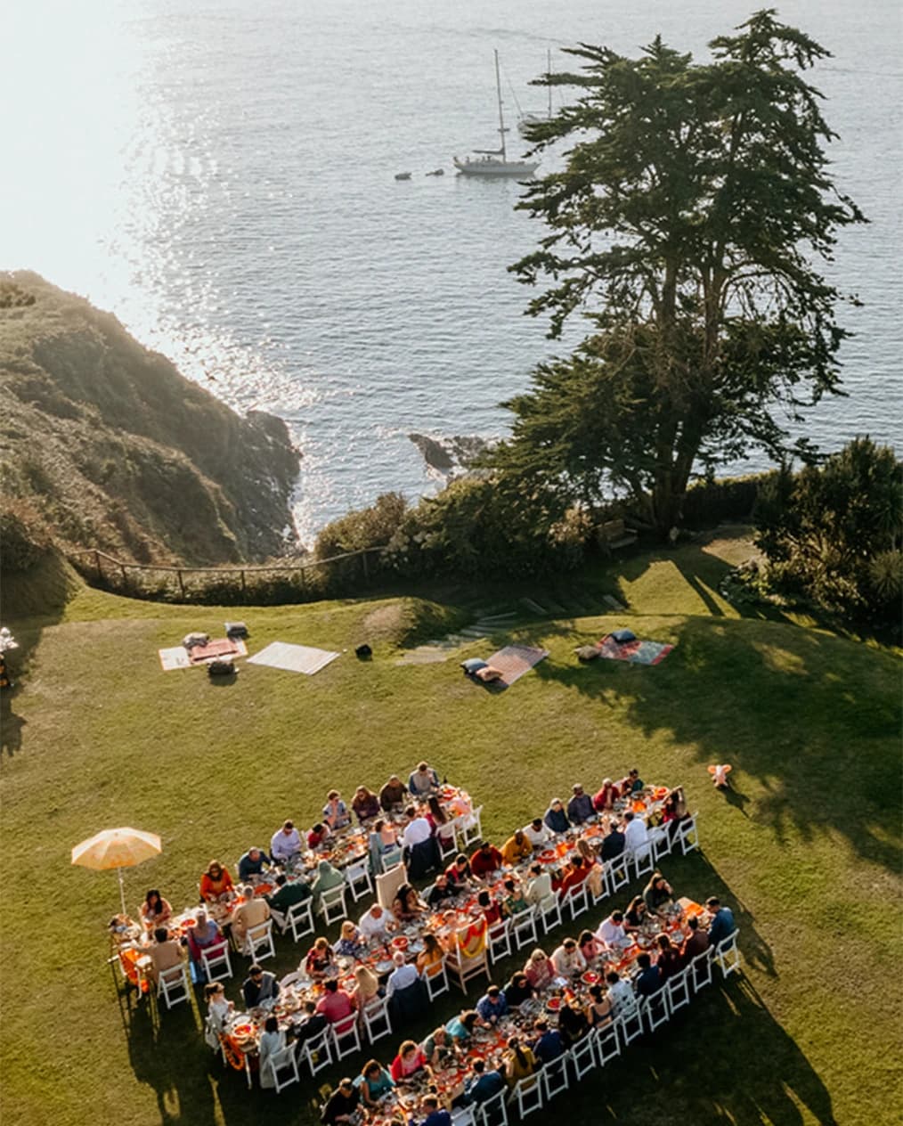 Wedding breakfast at the cliffs of Polhawn Fort