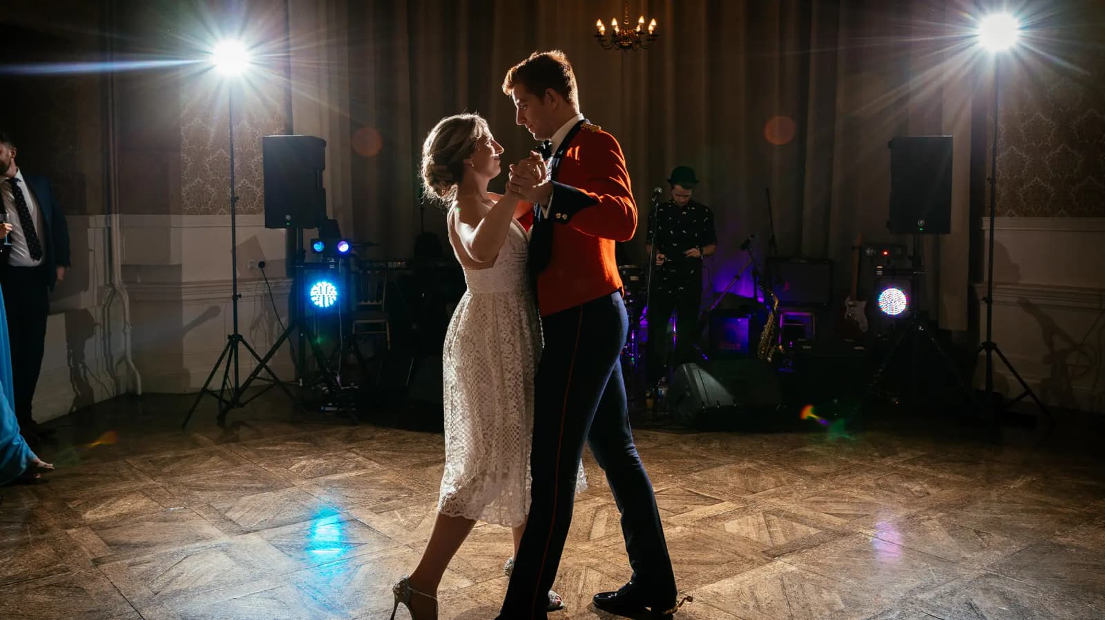 bride and groom wedding dance party music