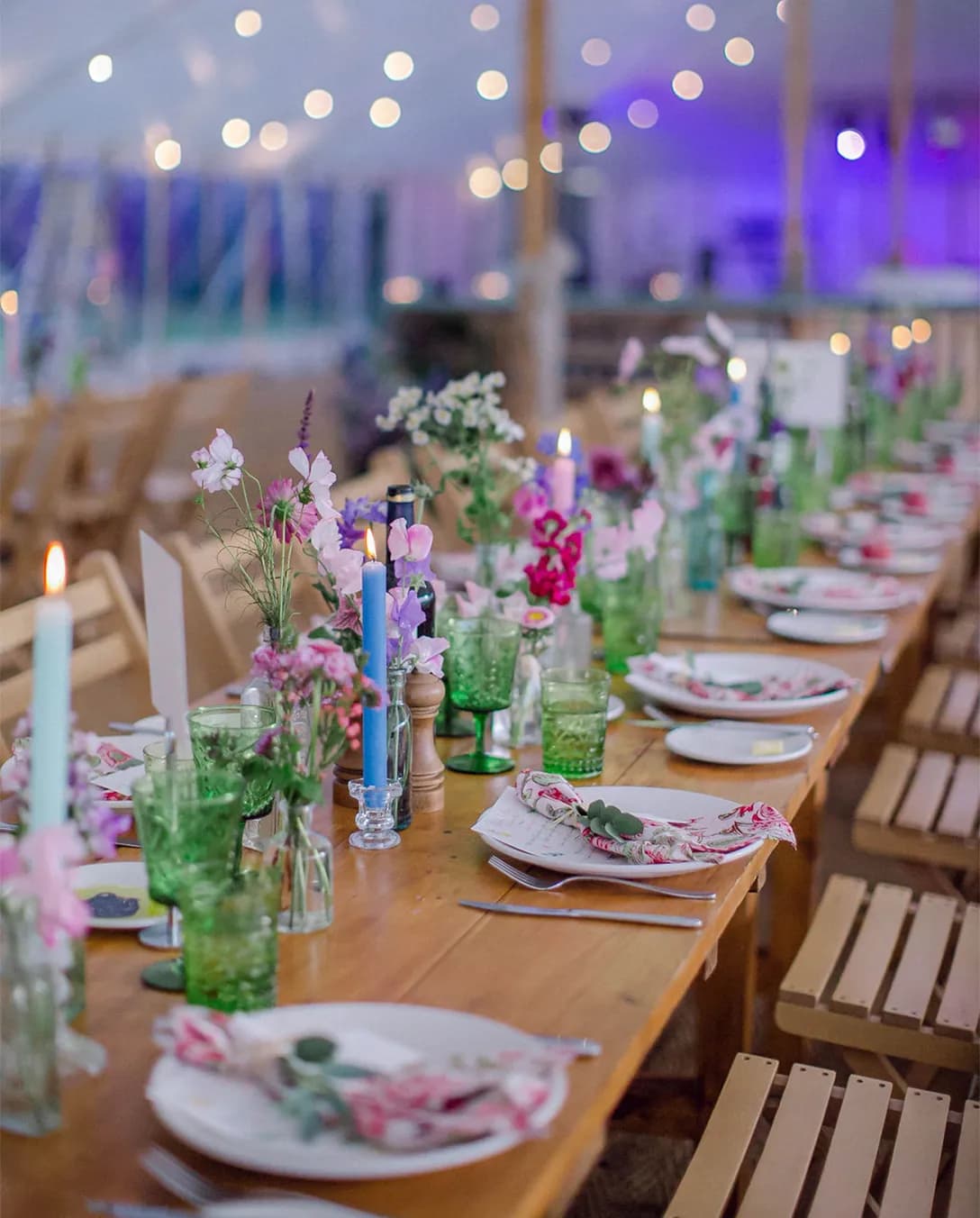 wedding table design colourful floral style