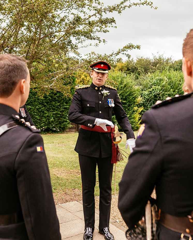 Soldier on his wedding day at a venue in England