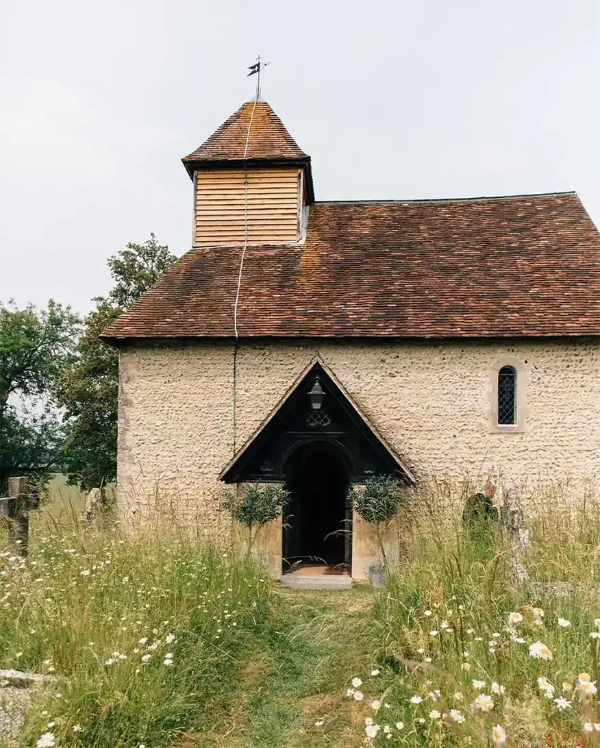cozy village church in Hampshire with tiled roof
