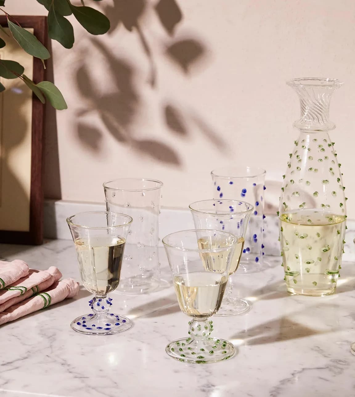 Issy Granger casual wine glasses with bobble design, perfect glassware wedding gift set.