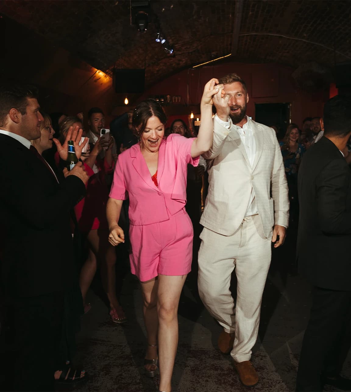 Bride and groom wedding party music and dance