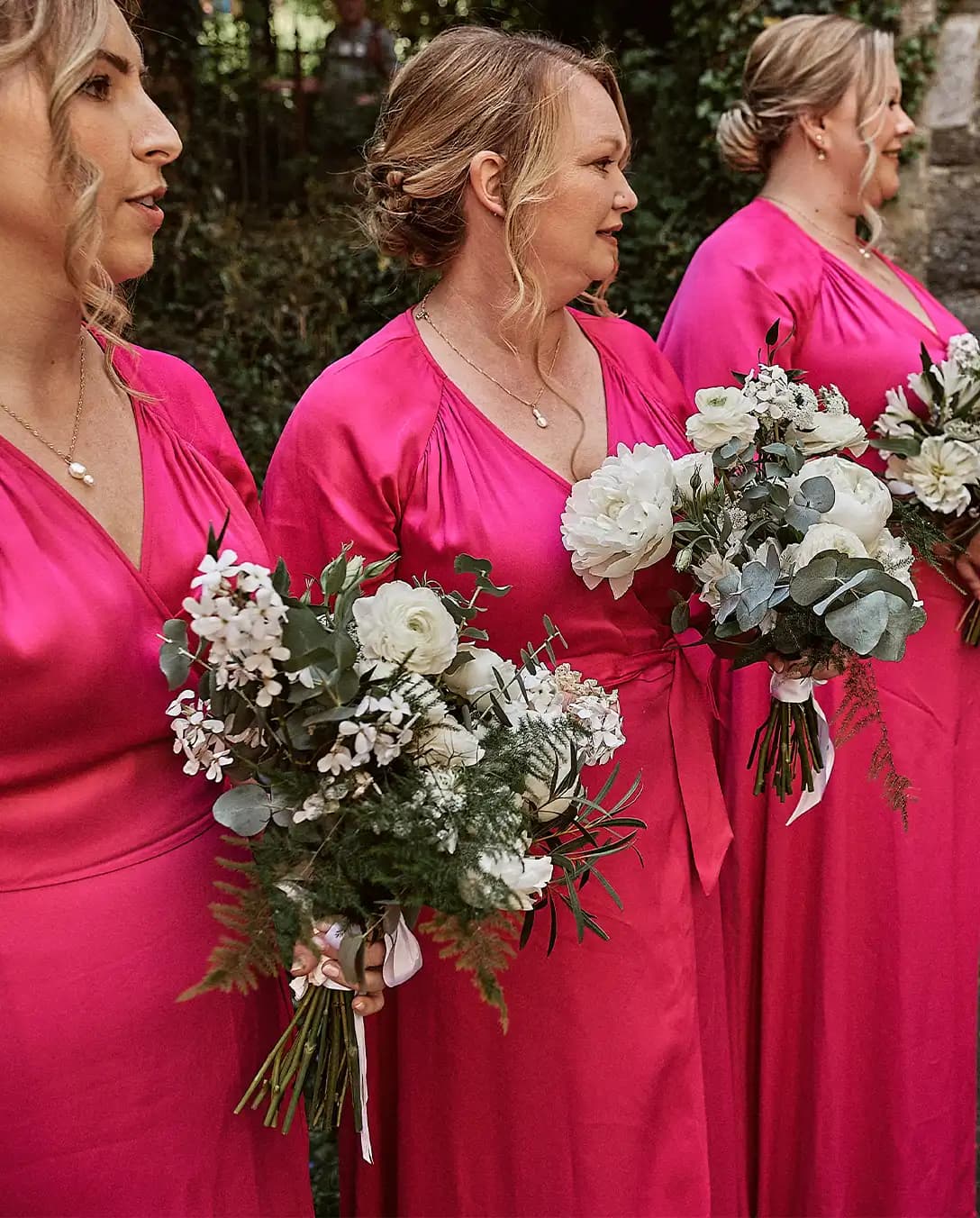 bridesmaids pink dress fashion flowers