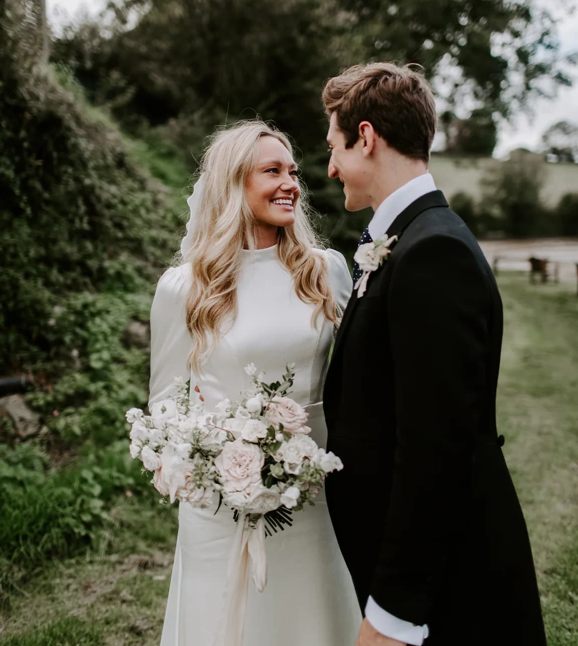 bride and groom romantic moment wedding ceremony
