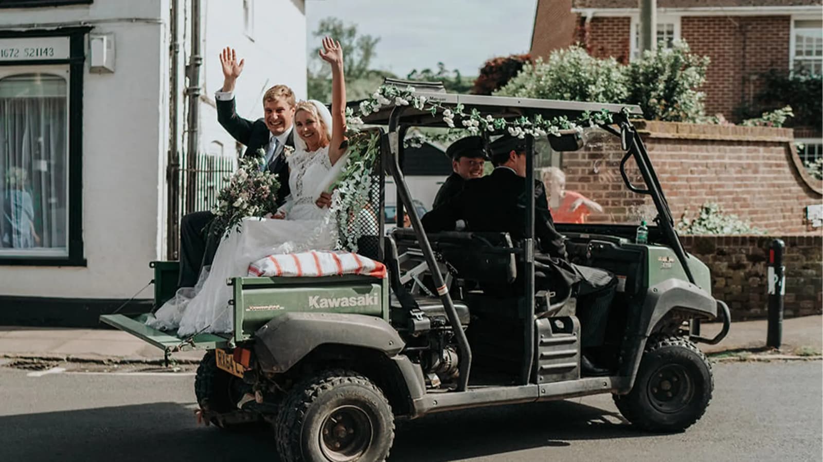 Transportation wedding car bride and groom