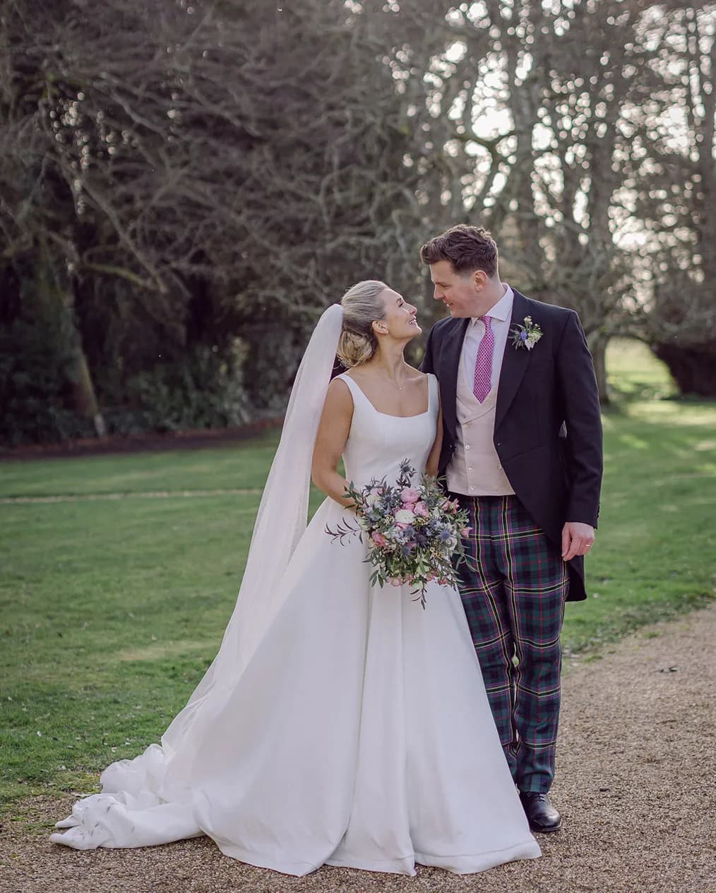 bride and groom English traditional church wedding 