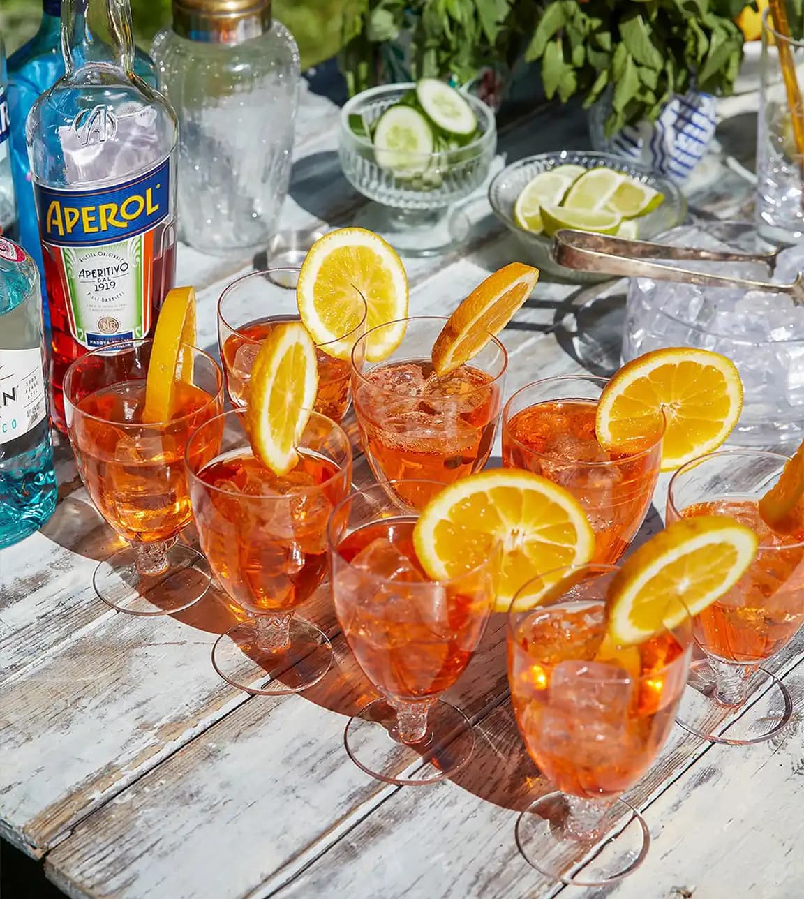 Summer alfresco drinks feature wedding presents, cocktail glasses.