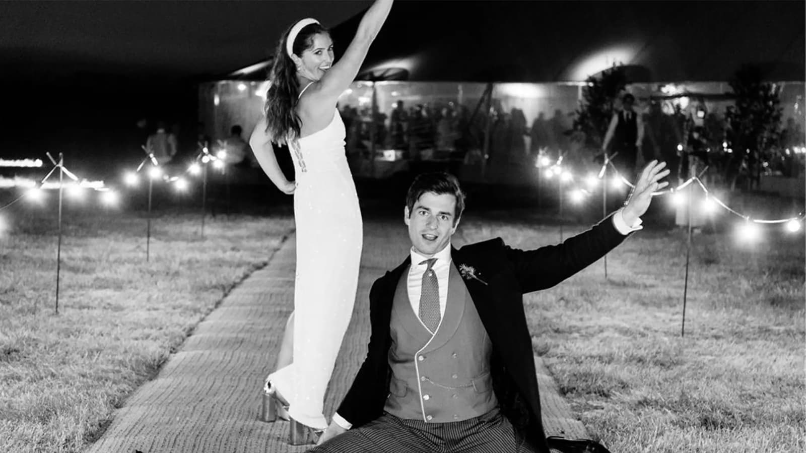 Bride and groom dancing and enjoying their wedding