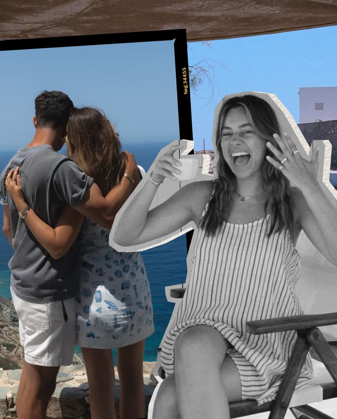 A collage of Emily & Nick's engagement photos from Greece