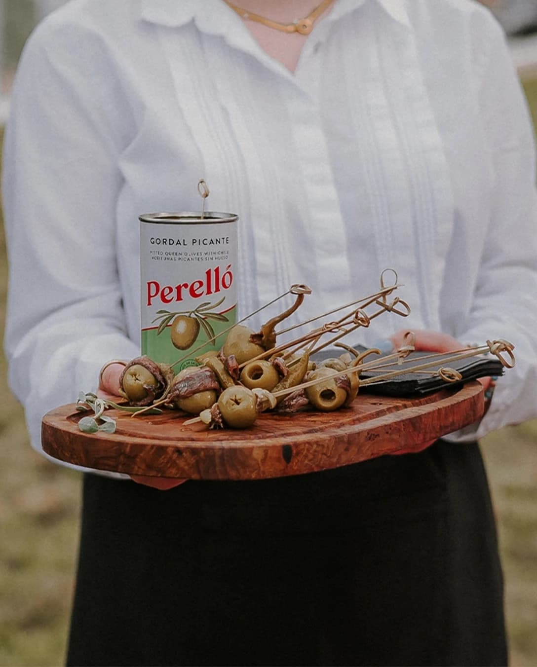 wedding catering food on a platter olives small bites