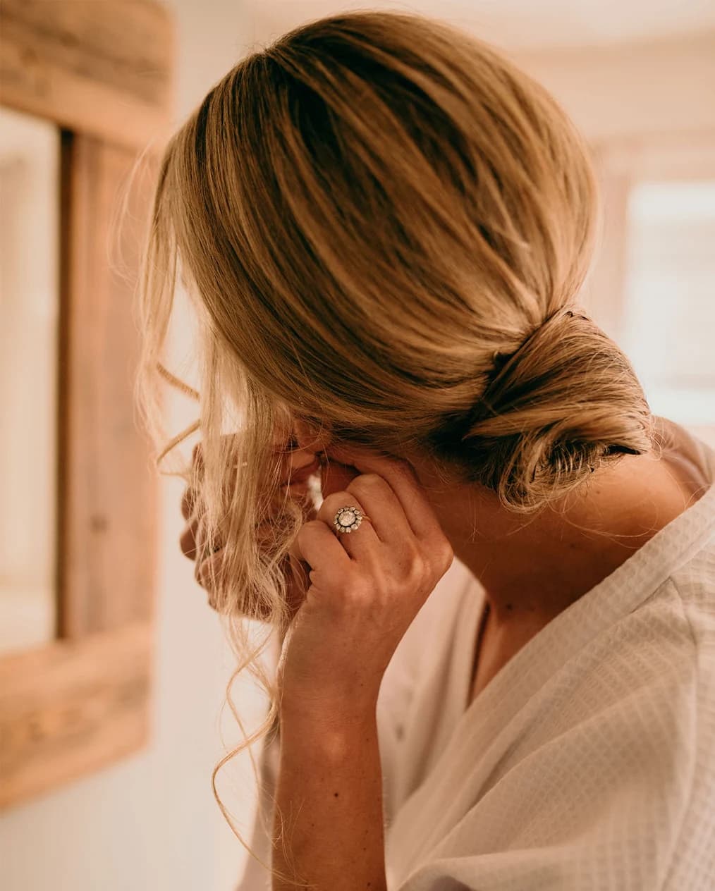 bridal hair wedding bun wedding ring