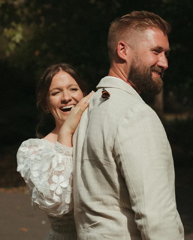 bride and groom memorable moment butterfly
