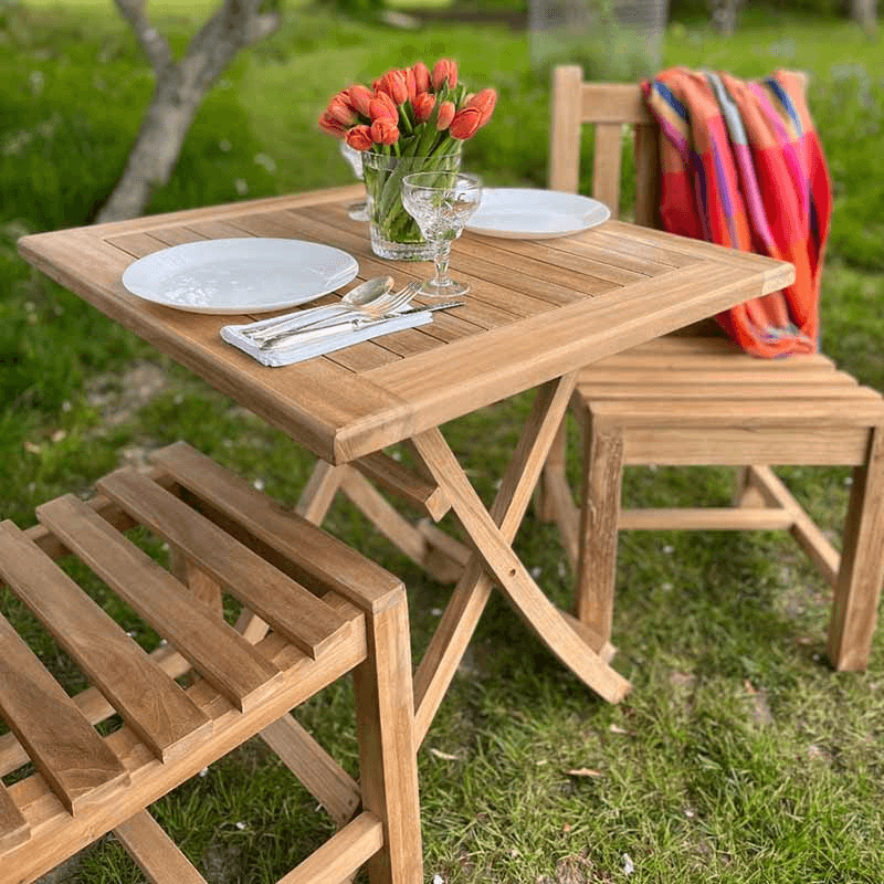 Iris Square Folding Table, L70 x W70cm, Teak