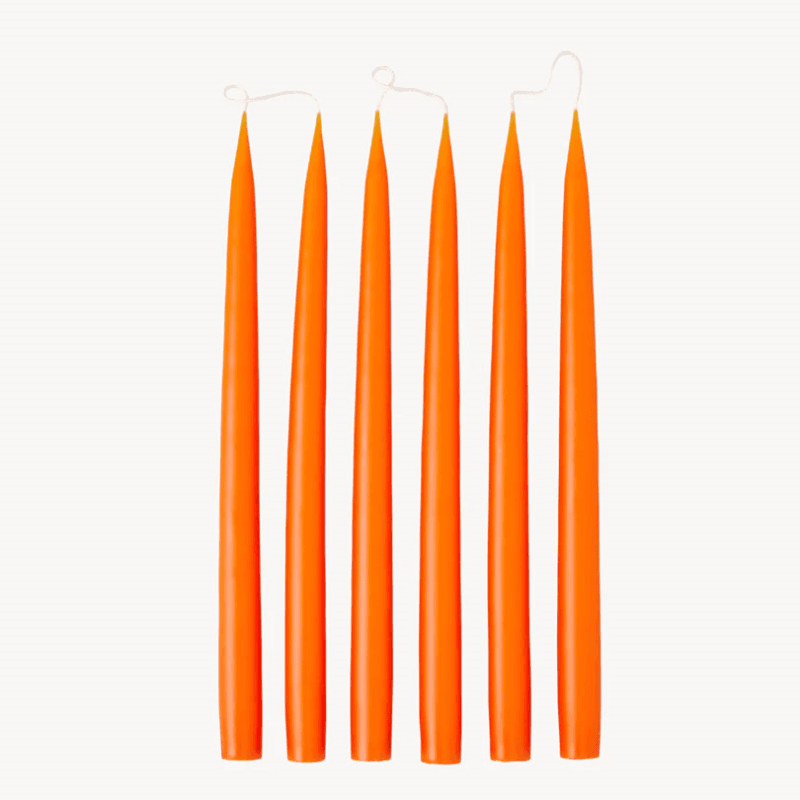 Set of 6 Tapered Dinner Candles, H35cm, Pumpkin Orange