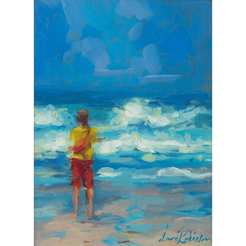 Image showing the Lifeguard In Cornwall Framed Oil Painting on Board, 31 x 24cm, Multi product.