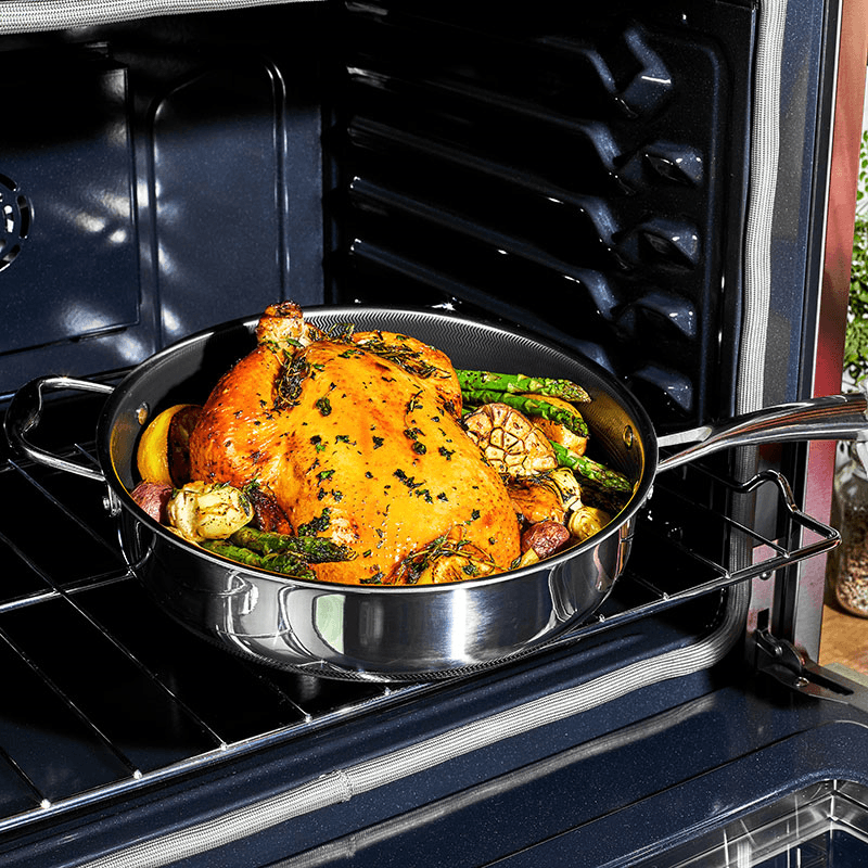 Hybrid Deep Saute Pan with Lid, 4.3L, Steel