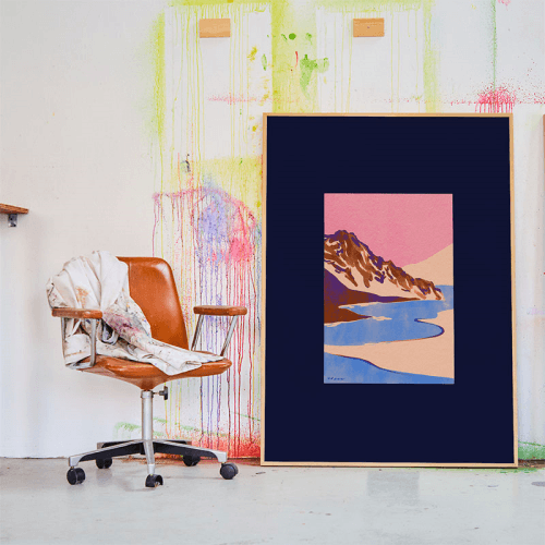 Image showing the Blue Landscape Art Print, 50 x 70cm product.