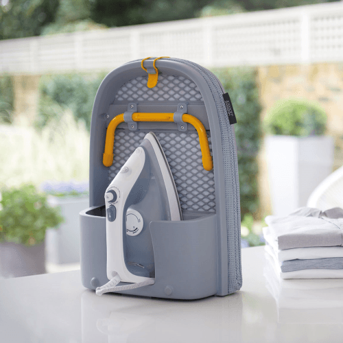 Image showing the Pocket Folding Table Top Ironing Board Grey/yellow product.