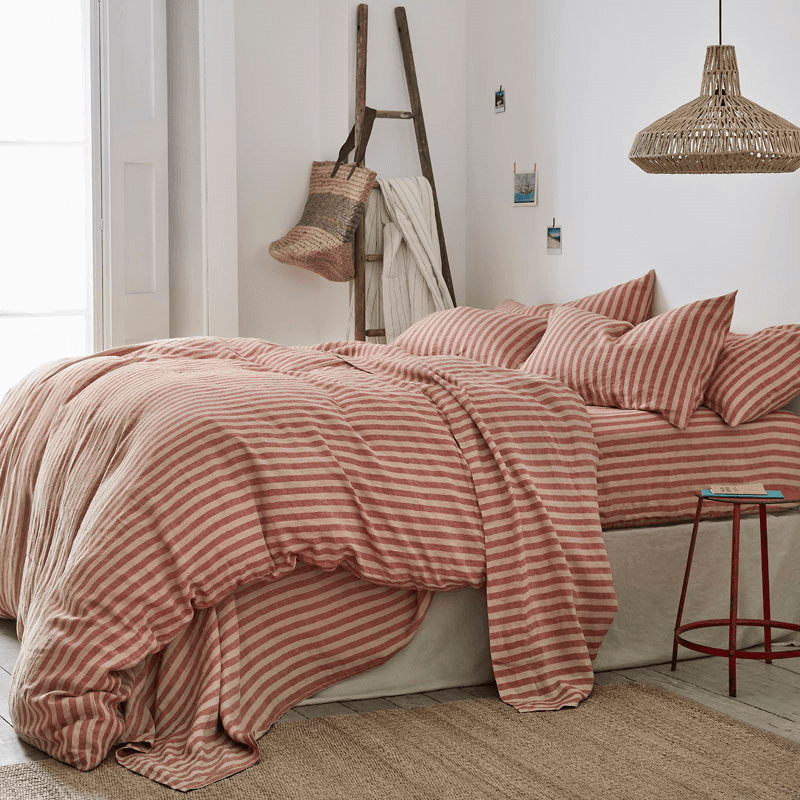 Pembroke Stripe Duvet Cover, Super King, Sandstone Red