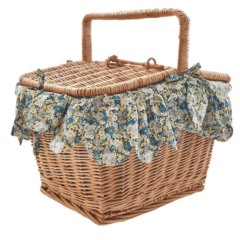 Libby Rectangle Picnic Basket, Blue