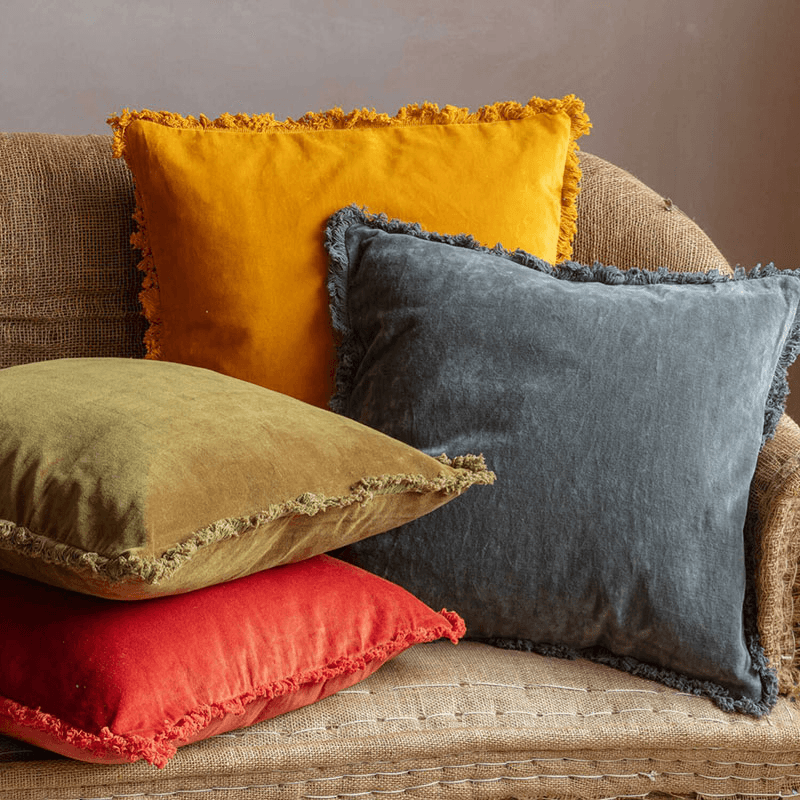 Stonewash Cushion, 50 x 50cm, Olive